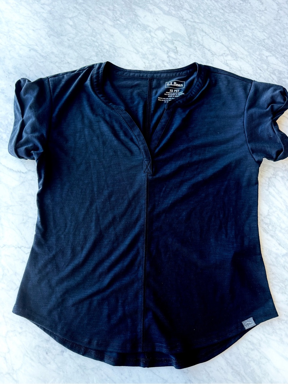 L.L. Bean Women's Black Short Sleeve Henley Tee View 2